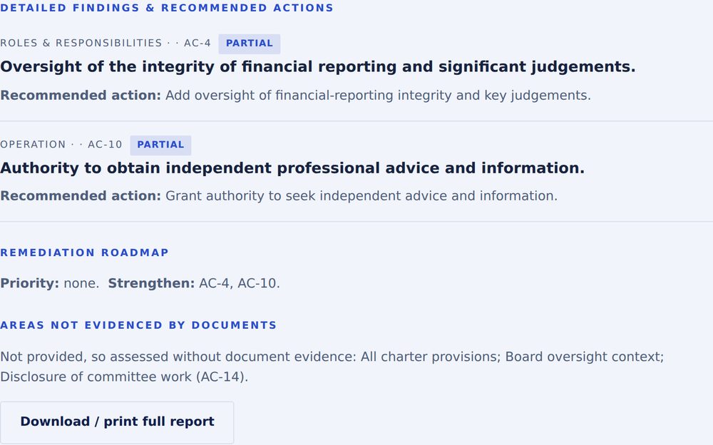 Charter Check full report, full-scope example