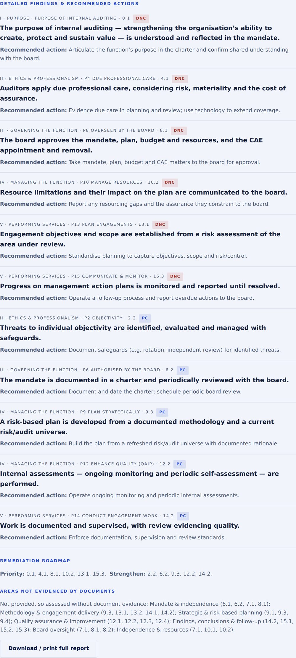 EQA Preparedness Review full report, full-scope example