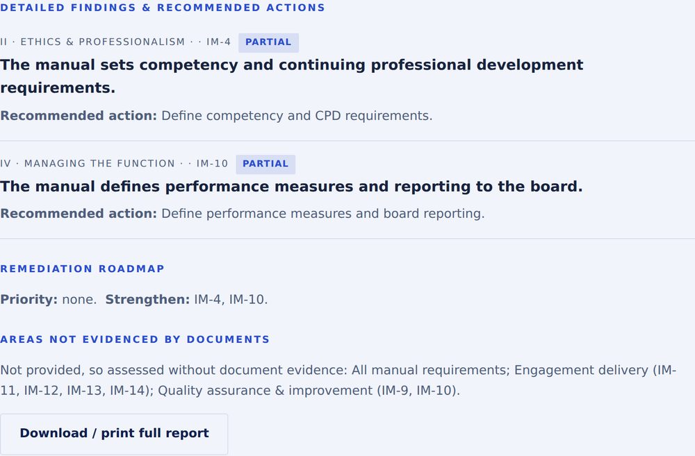 IA Manual Conformance Checker full report, full-scope example