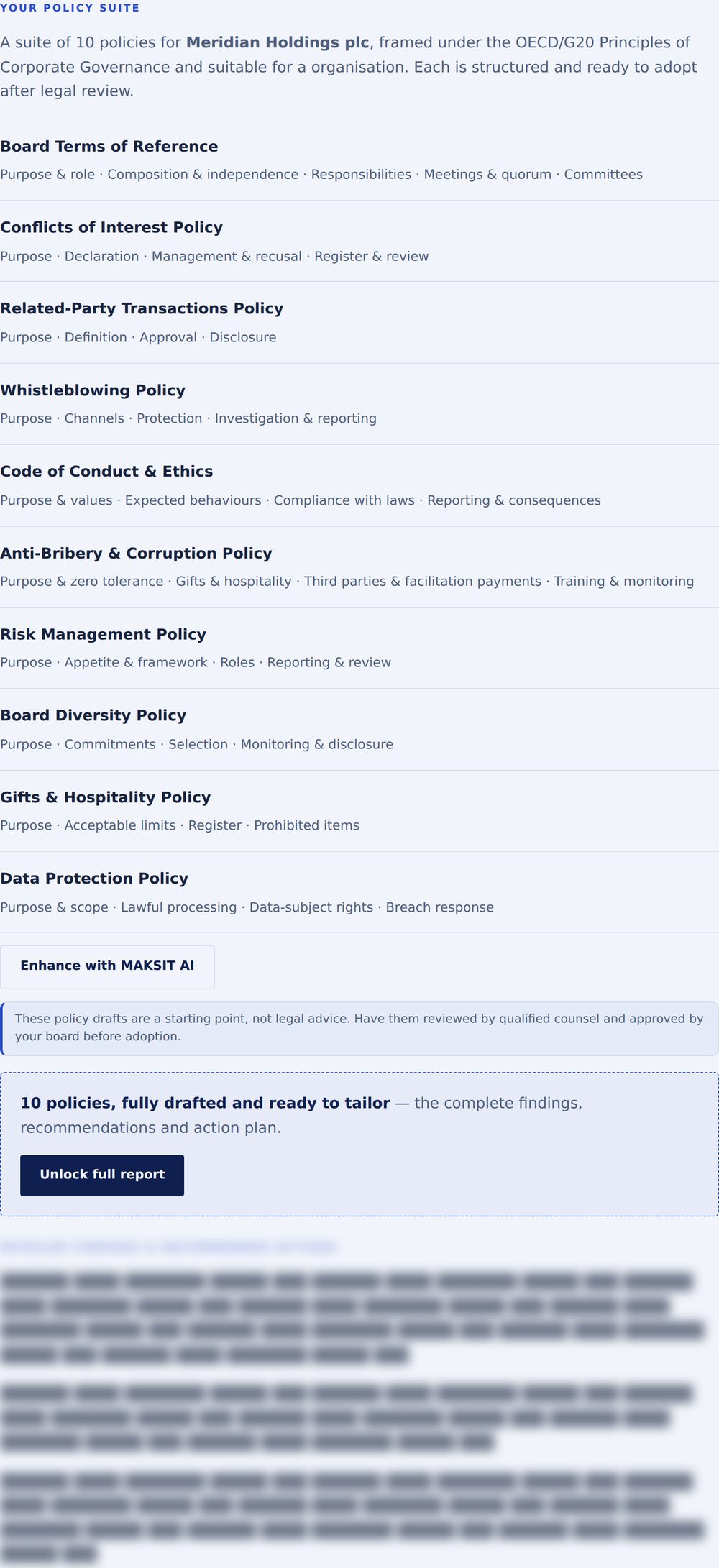 Governance Policy Generator free preview